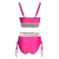 thumbnail image 5 of JoveMarine Women's High Waist Bikini Set V Neck Padded Swimsuit Two Piece Sexy Beach Bathing Suit with No Underwire Bathing Suit For Womens Swimsuits Hot Pink XL, 5 of 7