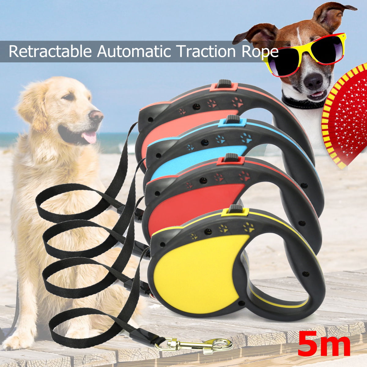 16FT Automatic Retractable Pet Dog Walking Training Leash Nylon Extendable Lead 