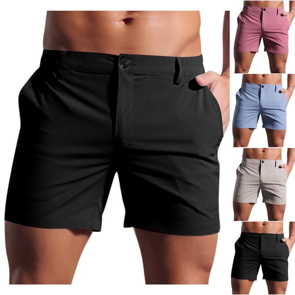 KeShDi Mens Shorts Gym Shorts Workout Men Casual Fashion Solid Shorts with Pocket Elastic Waist Shoort Pants Khaki M