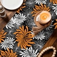 thumbnail image 3 of Orange Black Flowers Table Runner 72 Inches, Abstract Botanical Floral Plant Bed Runner Dresser Scarves Tabletop for Indoor Outdoor Parties/Ceremony/Banquet, 14" x 72", 3 of 9