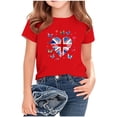 thumbnail image 1 of T-Shirt Graphique à Manches Courtes et Col Rond pour Enfants, Imprimé Drapeau Britannique, Mélange Doux de Polyester et Spandex, Haut Décontracté Respirant, Lavable en Machine, pour Garçons et Filles, 1 of 4