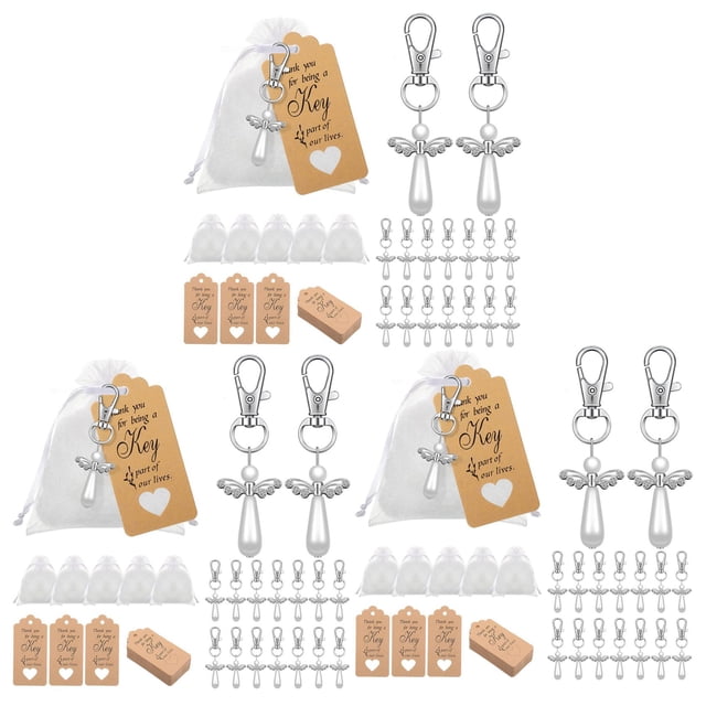 60 Piezas de Regalo de Agradecimiento Llaveros de ángel Favores de la Boda ÁNgel de Guarda para Bautizo Baby Shower Regalo de Cumpleaños
