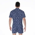 thumbnail image 2 of Shibori Floral Pattern Short Sleeve Men'S Rompers, Traditional Japan Japanese Vibe Shibori Casual Summer Jumpsuits Outfit, 2 of 4