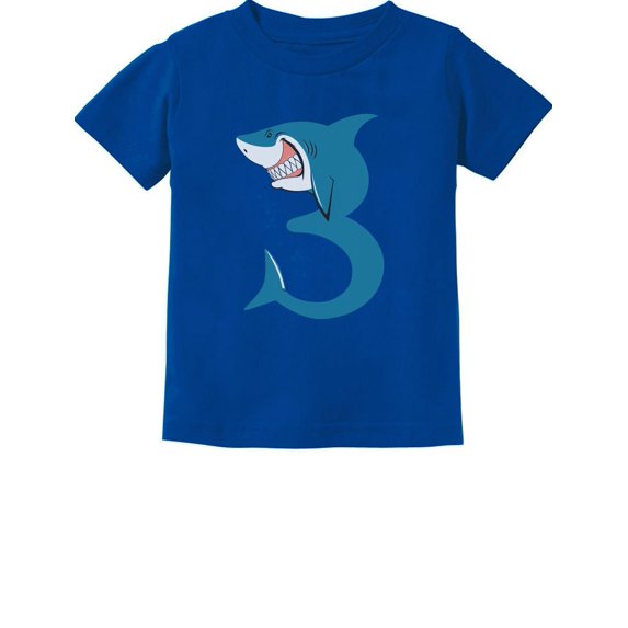 Tstars Boys Unisex 3rd Birthday Gift Tshirt Birthday Gift for 3 Year Old Shark Birthday Shirts for Boy Birthday Tee B Day Birthday Party Toddler Kids Graphic T Shirt