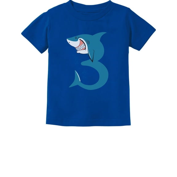 Tstars Boys Unisex 3rd Birthday Gift Tshirt Birthday Gift for 3 Year Old Shark Birthday Shirts for Boy Birthday Tee B Day Birthday Party Toddler Kids Graphic T Shirt