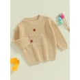 thumbnail image 3 of FEORJGP Little Girls Casual Knit Sweater 12M 18M 2T 3T 4T 5T Toddler Baby Long Sleeve Knitted Pullovers Letter Embroidery O Neck Sweatshirts Chunky Caozy Warm Comfy Clothes for Autumn Winter, 3 of 7