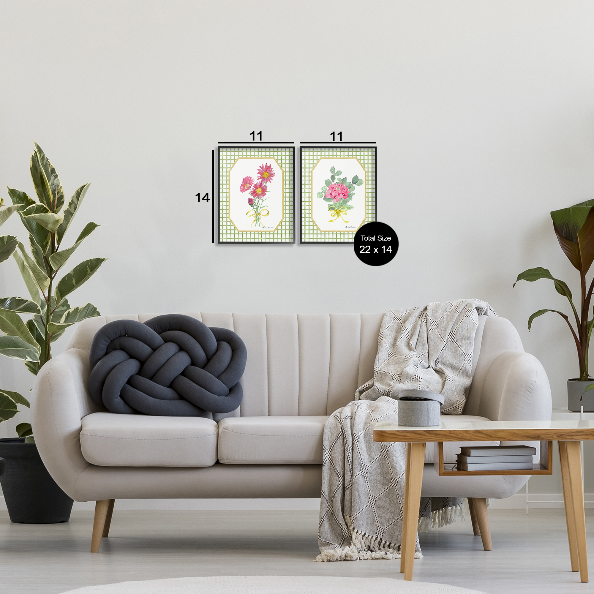 Cottage Botanical Story 2 Piece Black Framed Giclee Art Set, design by Lee Ann Sanders