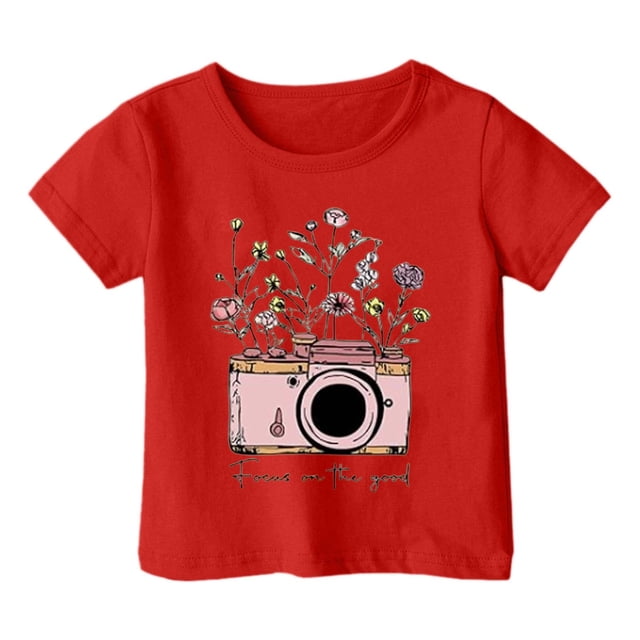 JTieacloth T-Shirt à Manches Courtes pour Garçons Col Rond Décontracté Tee Graphique pour Enfants Haut Élastique Confortable pour Usage Quotidien Tenue Printemps Été École Tailles 1-2 Ans