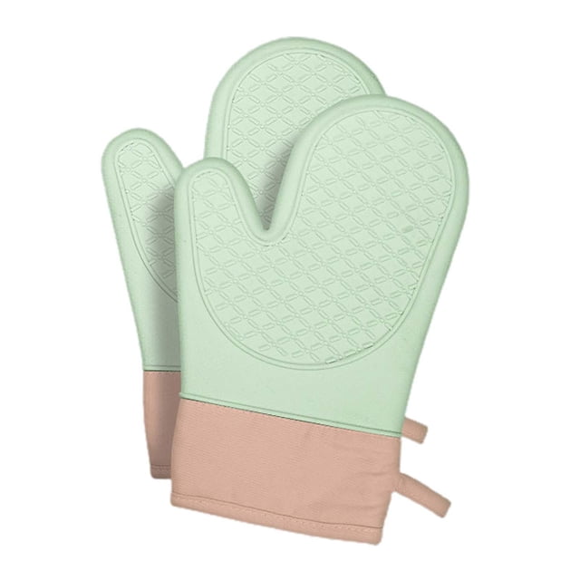 Guantes para horno resistentes al calor con forro acolchado y manoplas de cocina. extendido
