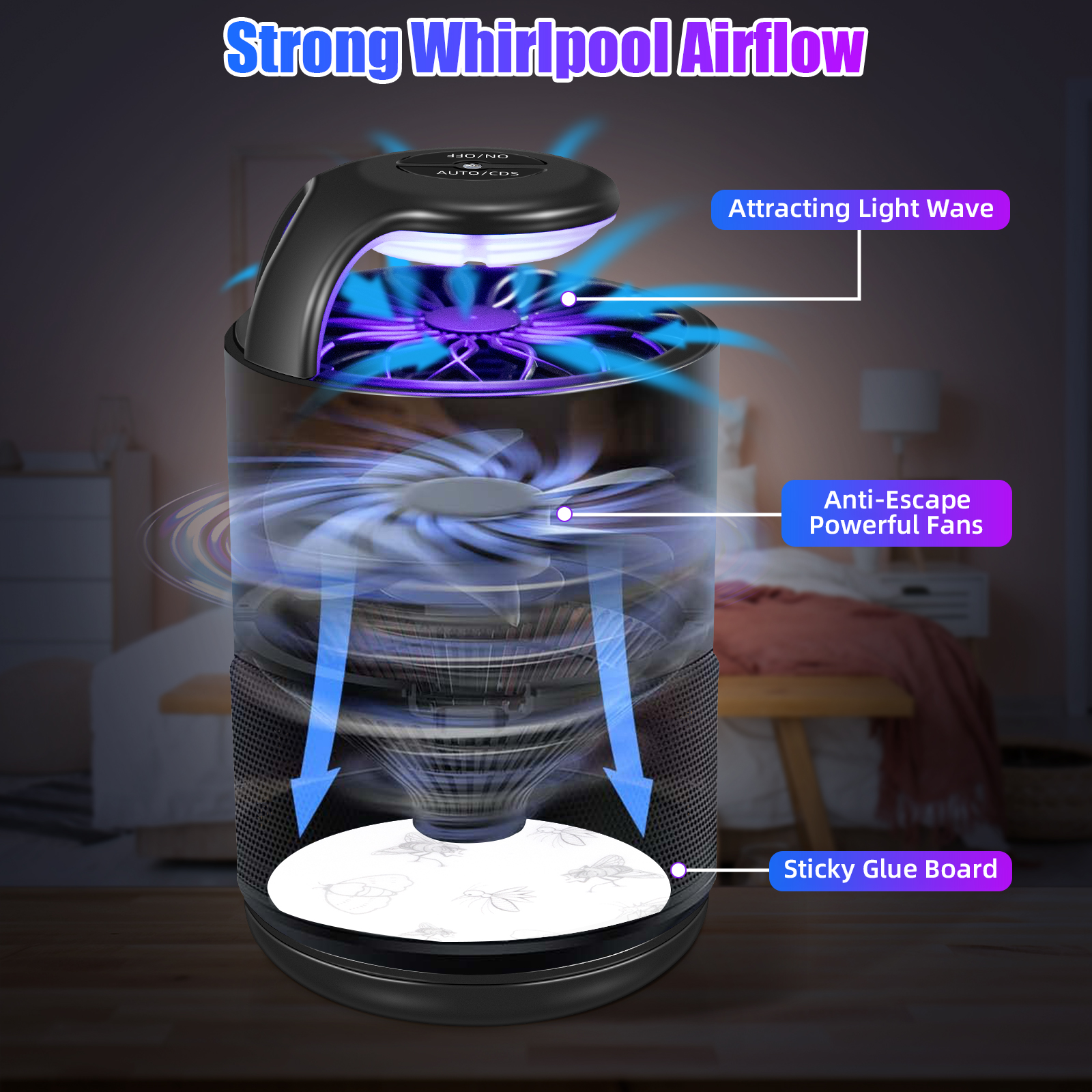 Jinyi Bug Zapper Indoor,Fly Traps Indoor for Home,Mosquito Zapper with Auto Suction to Catch Mosquito Bug Moths Gnats