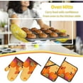 thumbnail image 2 of Oven Mitts and Pot Holders Sets of 4, Colorful Fall Leaves Kitchen Gloves for Cooking Baking Thanksgiving Pumpkin Hot Pads BBQ Potholders, 2 of 6