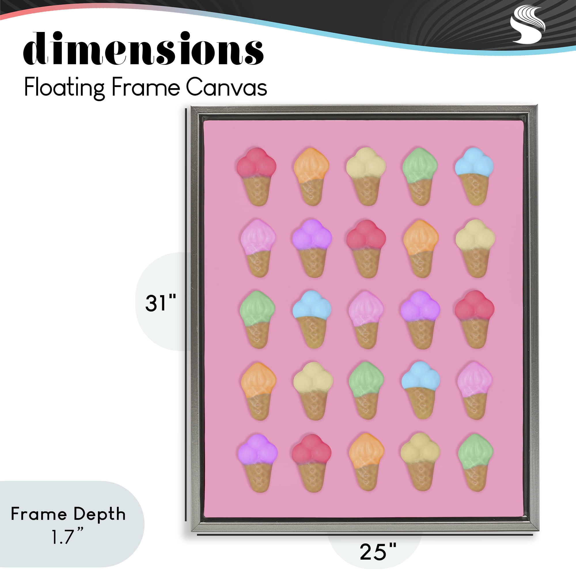 Stupell Industries Ice Cream Candies on Pink Gray Framed Floater Canvas Wall Art, design by LISH Creative