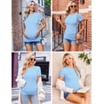 thumbnail image 3 of Ekouaer Pregnancy T-Shirts Short Sleeve Maternity Shirts 3 Pack Crew Neck Pregnant Tshirt Light Grey/Light Blue/Grey Stripe, 3 of 5