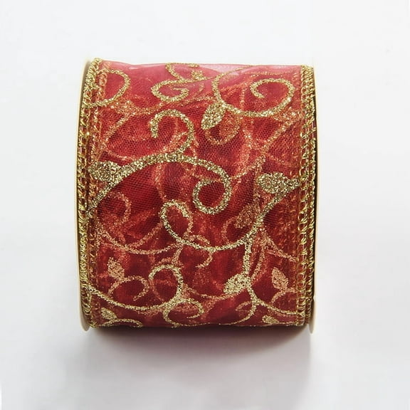 Christmas Ribbon for Gift Wrapping Ribbons ,Wired Ribbon for Christmas Tree Party Decoration Crafts Wreath Bow Outdoor Decor - 6.3cm* 10 Yards