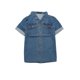 thumbnail image 1 of Camisa de mezclilla para mujer Allegra K con cuello de manga corta y bolsillo en el pecho botones Azul XS, 1 of 6