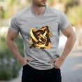 thumbnail image 2 of NAMTYQX Graphic Tees Men Elastic Plus Size Crewneck Comfort Casual Lounge Comfy Short Sleeve Patterned Lightweight Mens Summer Shirts Gray Size 3XL, 2 of 5