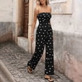 thumbnail image 6 of Gamivast Jumpsuits for Women Wide Leg Strapless Full Length High Waist Polka Dot Jumpsuit Relaxed Fit one Piece Vacation Beach Holiday Wear Black XL, 6 of 8