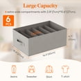 thumbnail image 3 of Lifewit Wardrobe Clothes Organizer 6 Pack, Large Size 6 Grids Closet Jean Storage Bins with Handles and Support Boards, Foldable Drawer Dividers for Sweater, Pants, T-shirt, Hoodie, Dress, Grey, 3 of 10