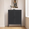 thumbnail image 5 of AENKYO Heavy-Duty Steel Cabinet with Ventilated Grid Doors & Gold Handle, Adjustable Shelves, for Home & Office, Black, 5 of 8