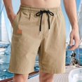thumbnail image 5 of Men'S Casual Shorts Elastic Waist Shorts Summer Beach Drawstring Shorts with Pockets Khaki S, 5 of 8