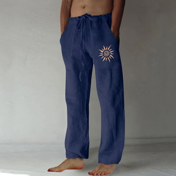 Pantalones largos para hombre, moda, estampados, casuales, cintura elástica con bolsillo, pantalones deportivos, pantalones de poliéster para hombre.