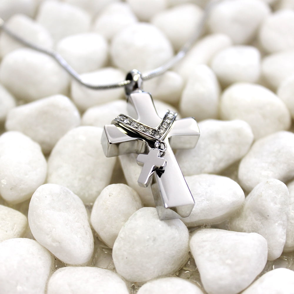 Premium Collet Cross Ashes Container Portable Cremation Jewelry Memorial Necklace Cremation Urn Neckalce for Ashes