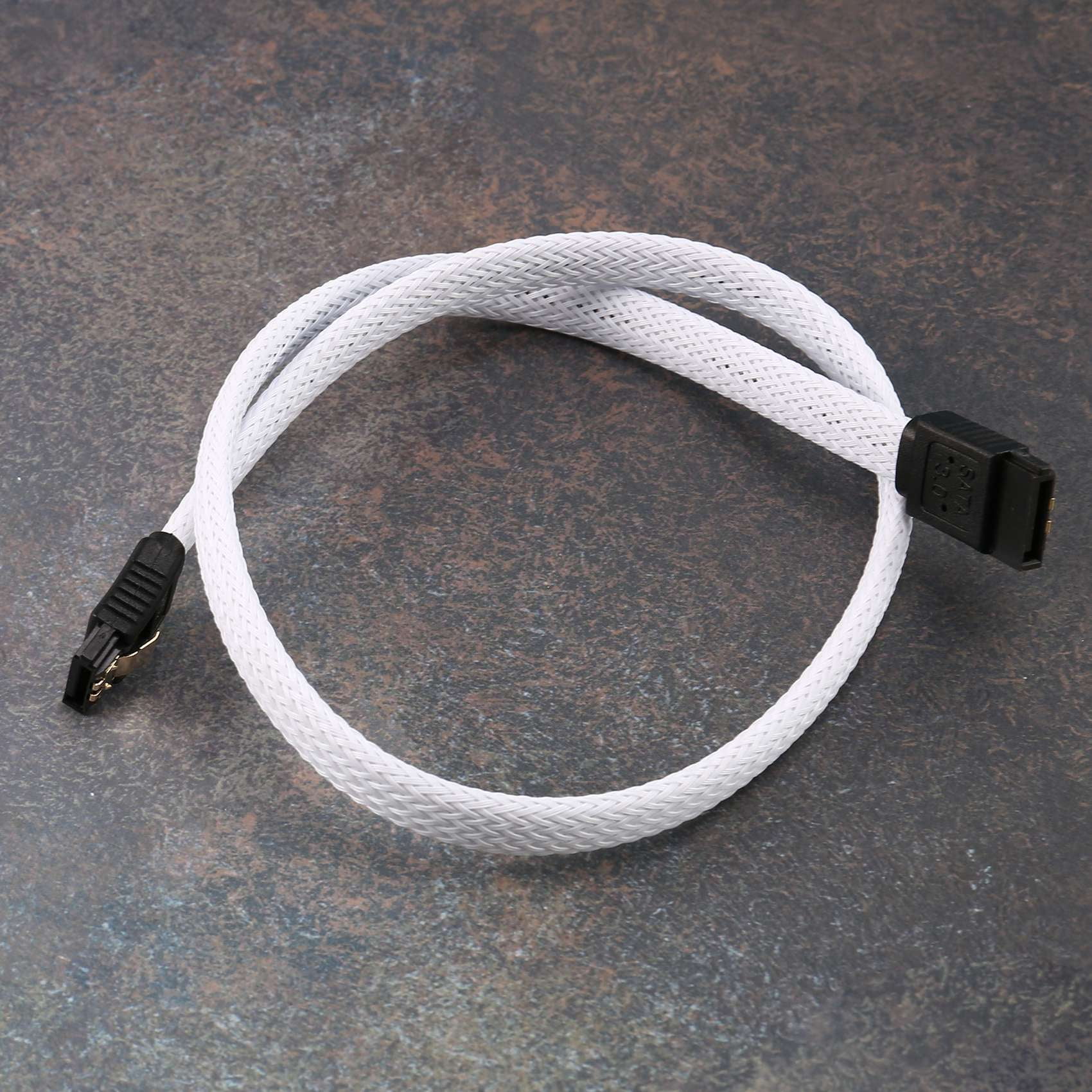 20X 50CM 3.0 III SATA3 7Pin Data Cable 6Gb/S SSD Cables HDD Cord with Nylon Sleeved Premium Version(White)