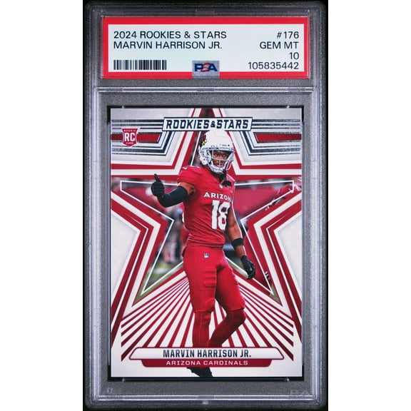 Graded 2024 Panini Rookies  Stars Marvin Harrison Jr #176 Rookie RC Football Card PSA 10 Gem Mint