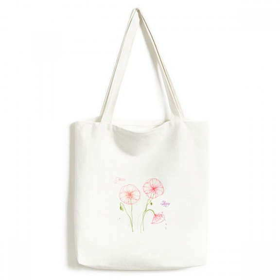 Flowers White Painting Tote Canvas Bag Shopping Satchel Casual Handbag