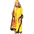 thumbnail image 3 of Sakkas Trina Women's Casual Loose Beach Poncho Caftan Dress Cover-up Many Print - 1006-Yellow - One Size, 3 of 5