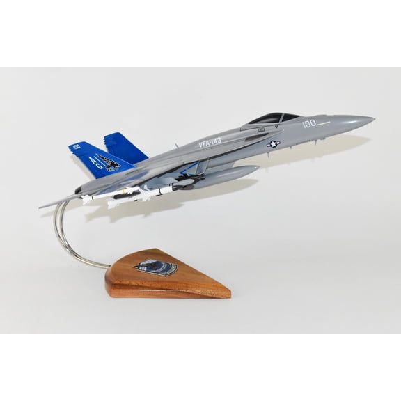 VFA-143 Pukin Dogs F/A-18E Model, Navy, 1/40th (18") Scale, Mahogany, Fighter/Attack