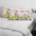 thumbnail image 3 of Easter Pillow Covers, Linen Long Throw Pillow Case, Rabbit Sheep Eggs Butterfly Flowers Pink Grid Holiday Pillow Protector Decorative Cushion Cover for Living Room/Bedroom 20" x 30", 3 of 8
