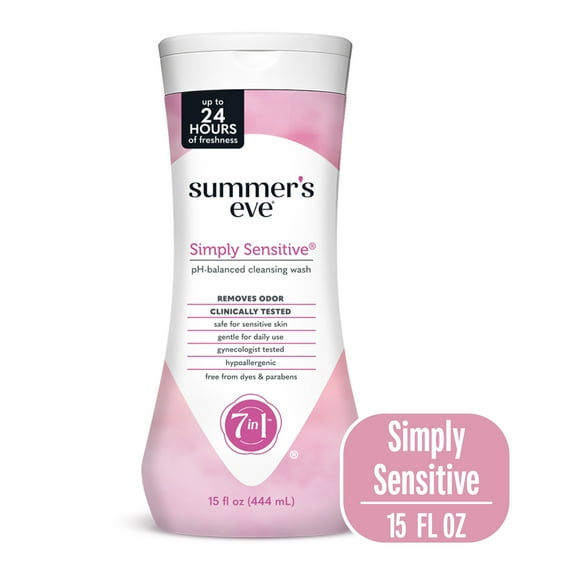 Summer’s Eve Simply Sensitive Daily Feminine Wash, Removes Odor, pH Balanced, 15 fl oz