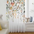 thumbnail image 6 of Orange Green Eucalyptus Leaves Sheer Curtains 96 Inches Long, Fall Botanical Watercolor Light Filering Curtains, Privacy Drapes Simi Floor to Veiling Curtain for Living Room Large Window Treatment, 6 of 9
