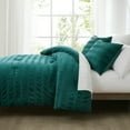 thumbnail image 3 of Lush Decor Azalea Ruched Velvet Stripe Comforter 3 Piece Set Full/ Queen Teal - Teen Bedding Set - Velvet Comforter - Blue Bedding - Modern Glam, 3 of 10
