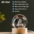 thumbnail image 2 of Bola de cristal IFOLAINA 3D con forma de búho, 60 mm, en cristal con base luminosa, 2 of 7