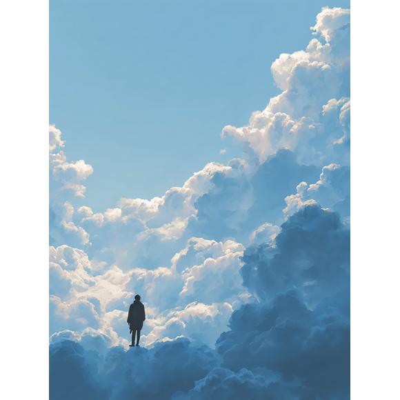 Qisvanset Person Standing on Clouds Canvas Wall Art 15.75x11.81 Inches