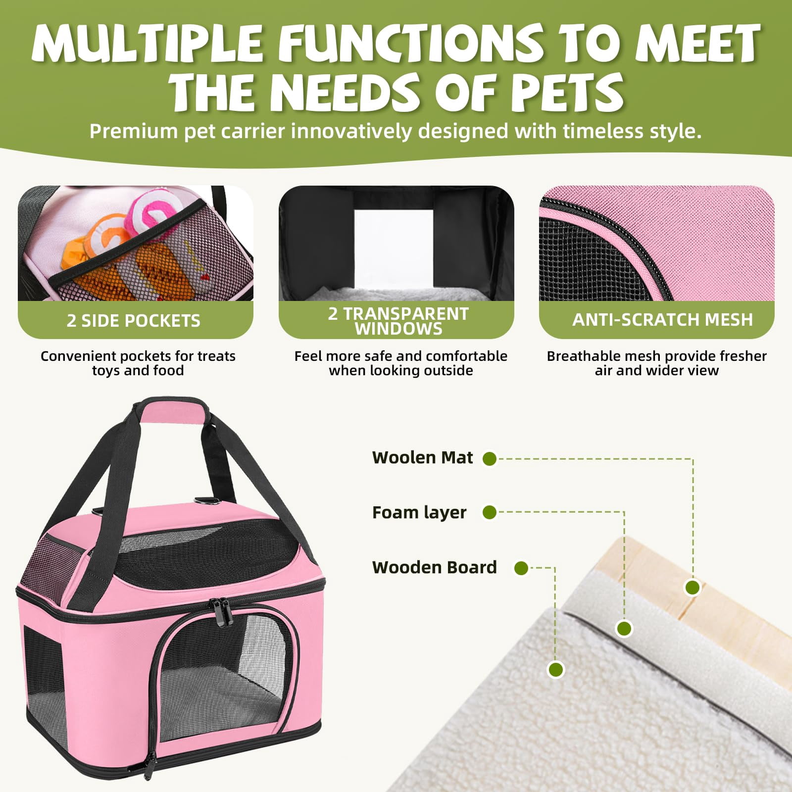 Premium Cat Carrier for Pets Up to 20 Lbs, Cat Travel Bag Soft-Sided Backpack Pet Carriers with Padded Shoulder Strap, Dog Carrier for Small Dogs Puppy Carry Airline Approved