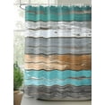 thumbnail image 2 of Coastal Style Shower Curtain, Retro Green Brown Stripe Wood Texture Waterproof Shower Curtain Set with 12 Hooks Lightweight Washable Fabric Shower Curtains for Bathroom 72x72 Inches, 2 of 6