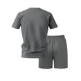 thumbnail image 5 of Stamzod Sweatsuits for Men Summer Short Sleeve T-Shirts and Shorts Casual Sports Track Suits Mens 2 Piece Set Dark Gray XL, 5 of 8