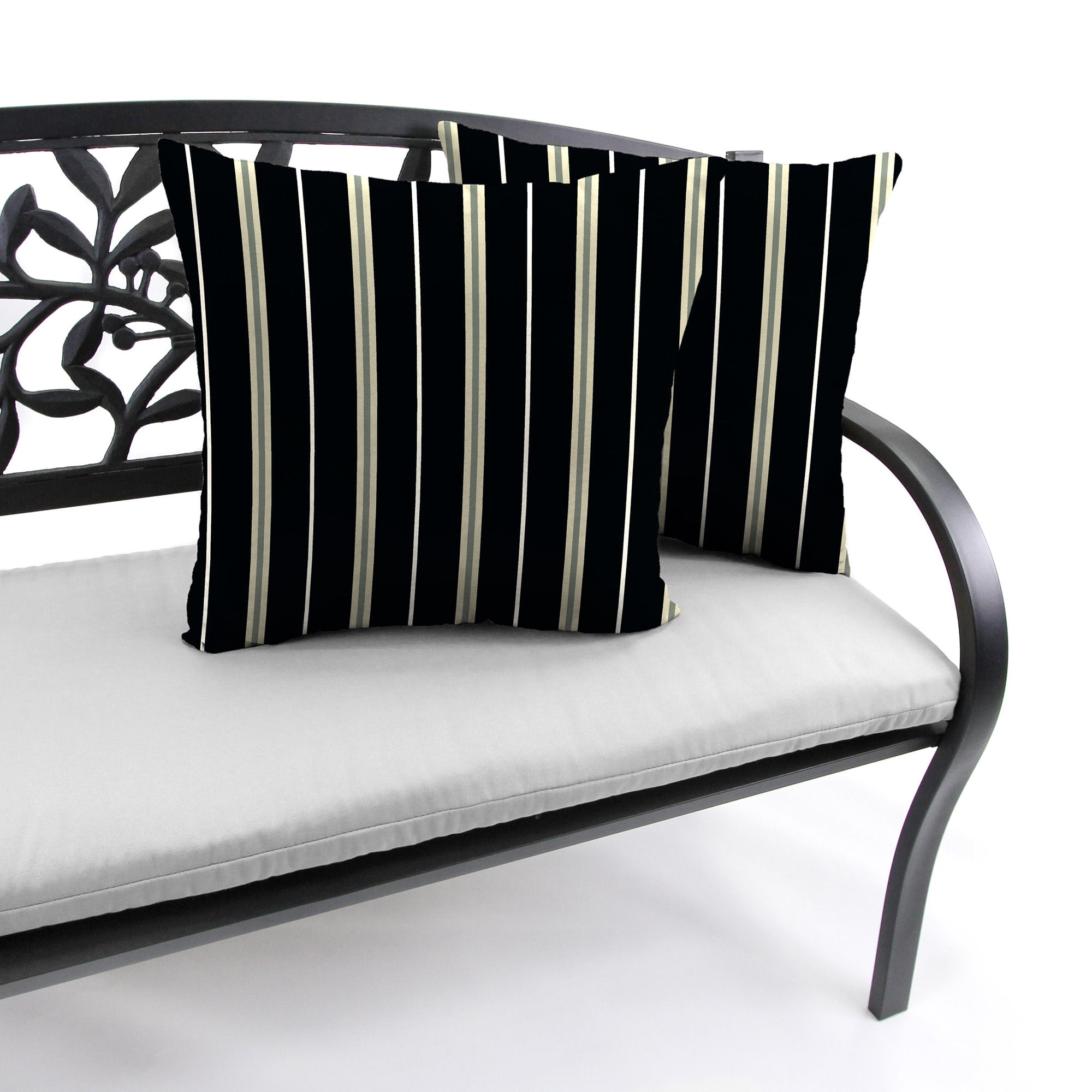 Jordan Manufacturing 16" x 16" Platt Ink Black Stripe Square Outdoor Throw Pillow (2 Pack)