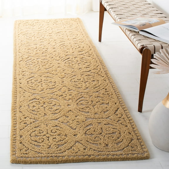 SAFAVIEH Cambridge Avalon Geometric Wool Runner Rug, Light Gold/Dark Gold, 2'6" x 12'