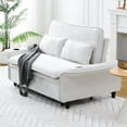 thumbnail image 3 of Newest 65.74-inch beige letter striped fabric multi-functional sofa bed, suitable for bedrooms and living rooms. The armrests and backrests are adjustable., 3 of 9