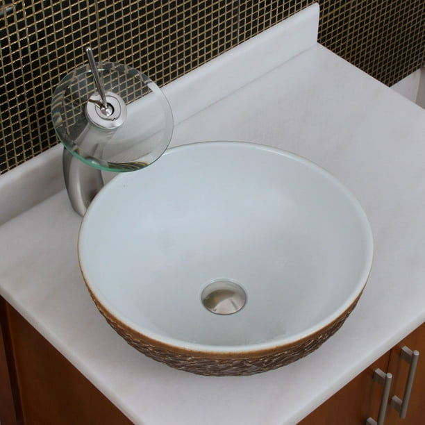 Elite 1567 F22t Round White Glaze Porcelain Ceramic Bathroom