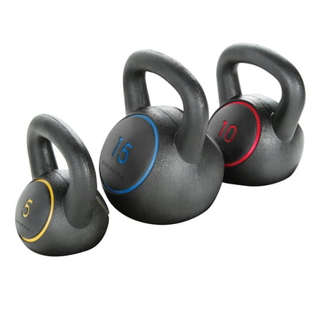 Gold's Gym Kettlebell Kit, 5 -15 Lbs. with Exercise (Kettlebell 24kg Best Price)