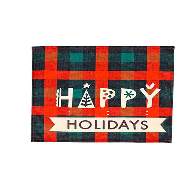 Inteprter Manteles individuales de Navidad para fiesta, banquete, comedor, posavasos, patrón impreso, cubierta de escritorio, adorno, decoración de Kits de decoración para fiestas Letras Inteprter HA068892-02