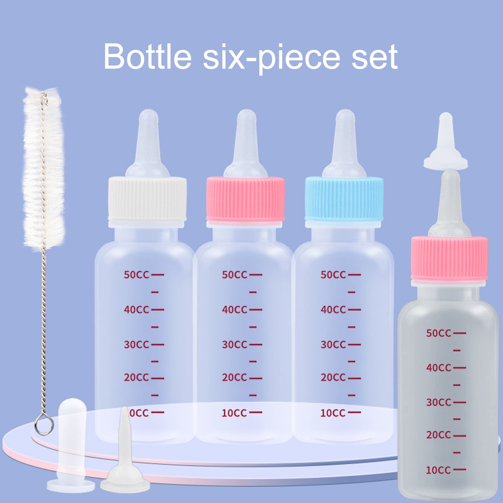 opvise 6Pcs 50ml Pet Milk Bottle Bite Resistant Clear Scale Puppy