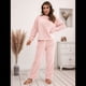 thumbnail image 5 of Pijama de 2 Piezas para Mujer, Conjunto de Ropa de Estar por Casa, Suéter de Punto, Cuello Redondo, Larga, Conjuntos Peludos Rosa XL, 5 of 8