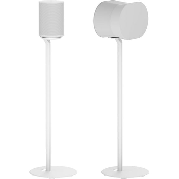 Fixed Height Floor Stands Compatible with 100, Era 300 Speakers - Surround Sound Speaker Stands with Built-In Cable Management, Sleek and Secure, 28.2 inches tall, Pair White