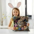 thumbnail image 2 of TanSiDing 3pcs Easter Bunny Embroidery Style Pillowcase Floral Print Decorative Throw Pillow Cover Soft Polyester Home Decor Couch Bedroom Accent 45*45cm, 2 of 6